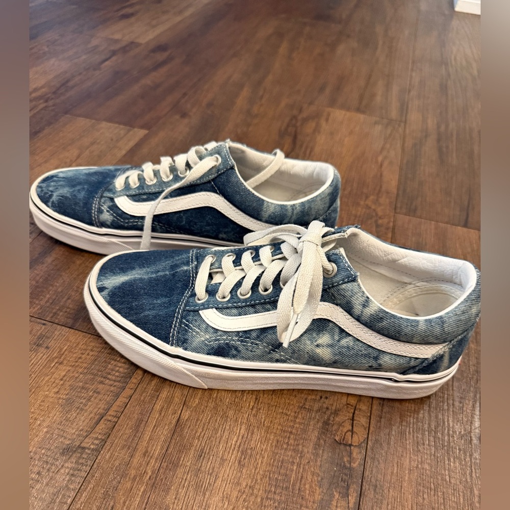 Vans Denim Blue and White Sneakers, men’s size 7, women’s size 8.5